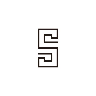 S harfinin karesi, geometrik çizgiler basit logo vektörü