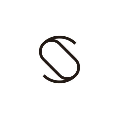 S harfi kapsülü, eğri geometrik sembol basit logo vektörü