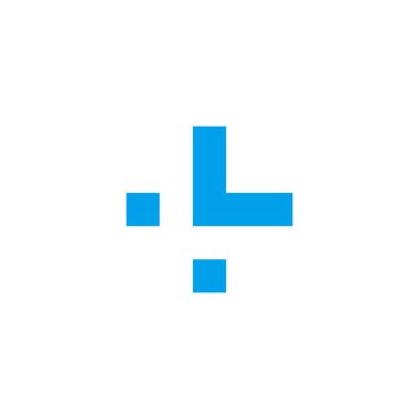 Letter L plus, square geometric symbol simple logo vector