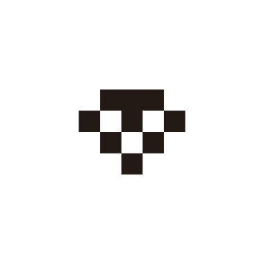 T harfi kalp, geometrik sembolü kareler basit logo vektörü