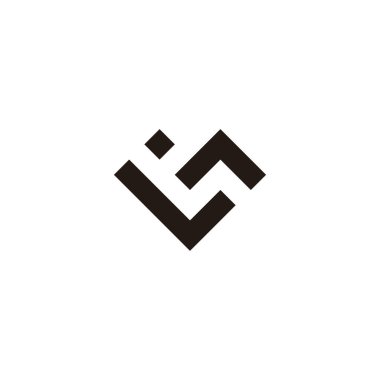 L harfi kalp, kare geometrik sembol basit logo vektörü