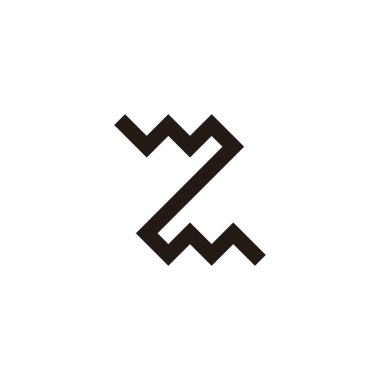 Z zig zag harfi, kare geometrik sembol basit logo vektörü