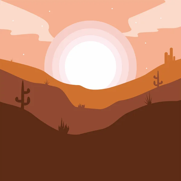 Sol Desierto Naturaleza Símbolo Geométrico Simple Logo Vector — Vector de stock