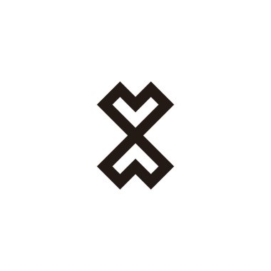 X harfi kare, kalp geometrik sembolü basit logo vektörü