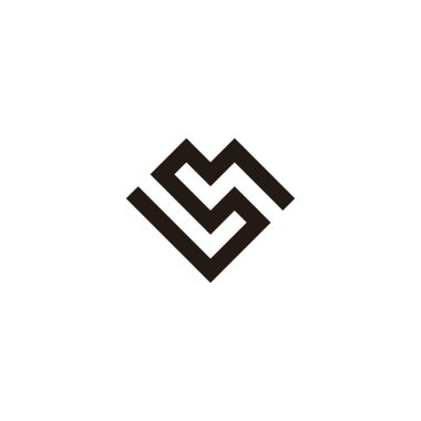 L ve S harfleri, kare geometrik sembol basit logo vektörü