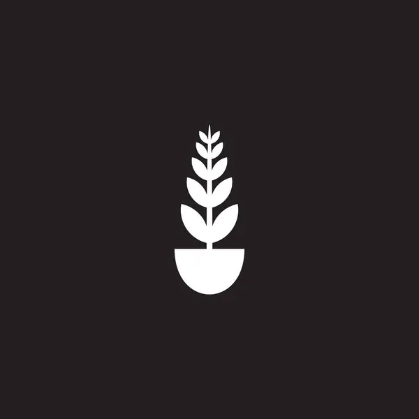 Planta Ilustração Pote Símbolo Geométrico Vetor Logotipo Simples — Vetor de Stock