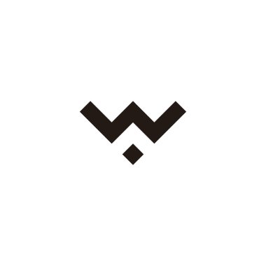 W harfi taç, kare geometrik sembol basit logo vektörü