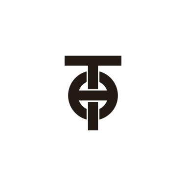 T ve H harfi, kare daire geometrik sembol basit logo vektörü