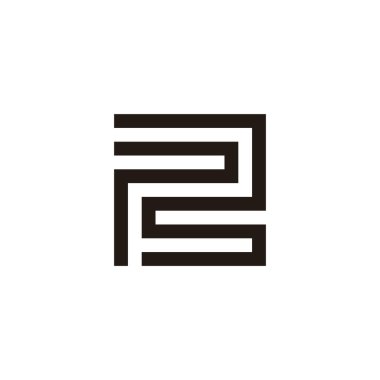 P harfi numara 2 kare, çizgi geometrik sembolü basit logo vektörü