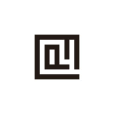 M kare geometrik sembolde Q harfi basit logo vektörü