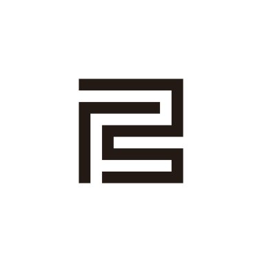 R harfi numara 3 kare geometrik sembol basit logo vektörü