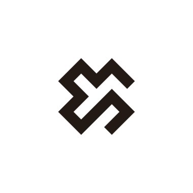 S harfi veya X kare geometrik sembol basit logo vektörü