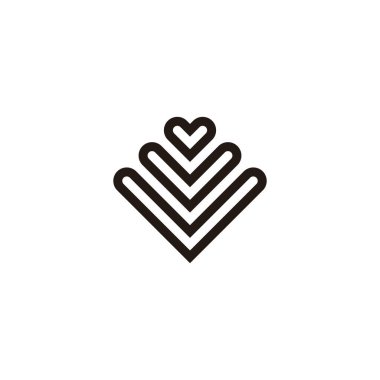 Üç kalp, eğri geometrik sembol basit logo vektörü