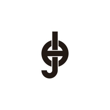 J ve H harfi, kare daire geometrik sembol basit logo vektörü