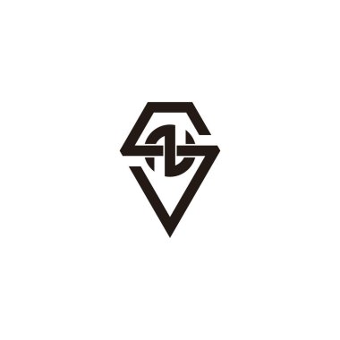 S ve N harfi, elmas geometrik sembol basit logo vektörü