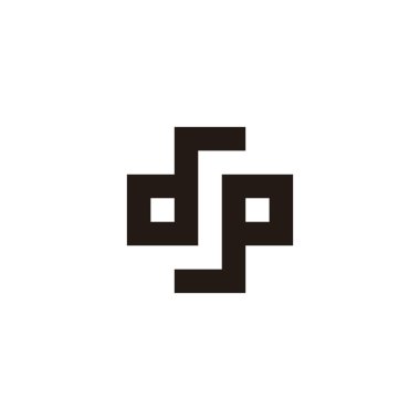 Harf dp kare, artı, geometrik sembol basit logo vektörü