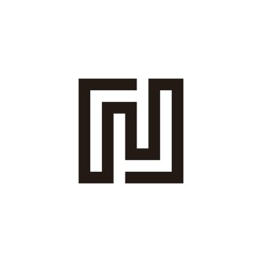 N harfi kare, yuvarlak geometrik sembol basit logo vektörü