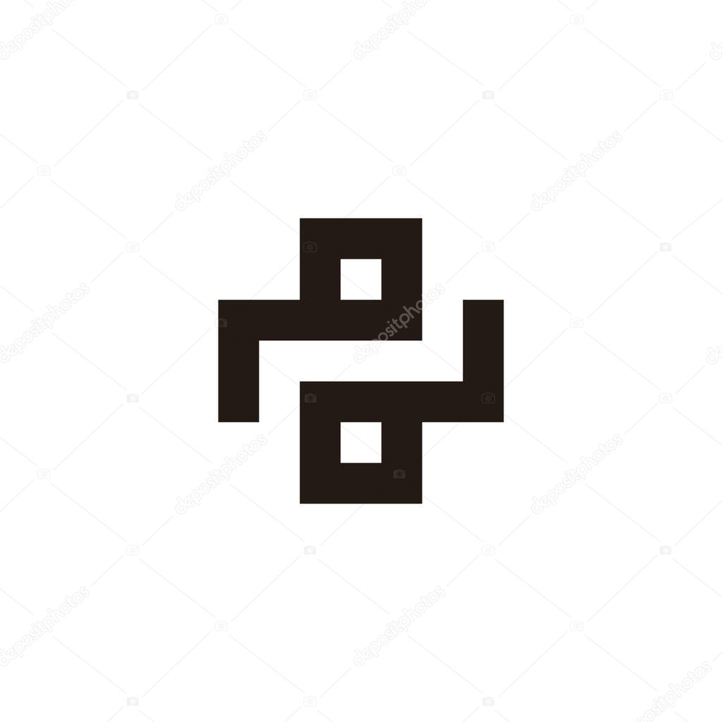 Letter qb plus, square geometric symbol simple logo vector