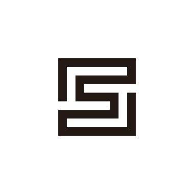 S harfi yuvarlak kare geometrik sembol basit logo vektörü