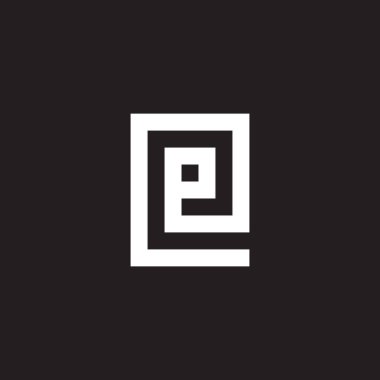 E harfi yuvarlak, kare geometrik sembol basit logo vektörü