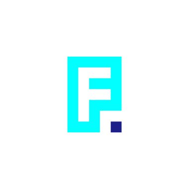 Letter F dot, square geometric symbol simple logo vector