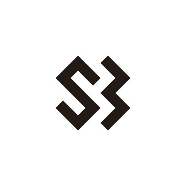 S harfi numara 3 kare, x harfi geometrik sembol basit logo vektörü