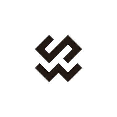 W harfinin karesi, artı, geometrik sembol basit logo vektörü