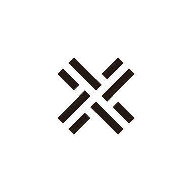 X harfi kare, kurdele geometrik sembolü basit logo vektörü