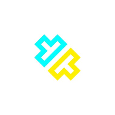 Y harfi, T ve kare geometrik sembol basit logo vektörü