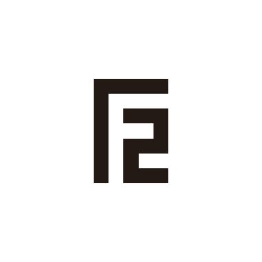 R harfi, F numarası 2 kare geometrik sembol basit logo vektörü