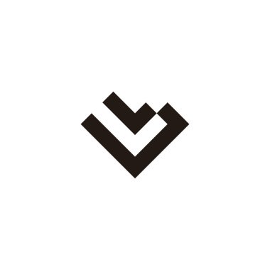 L harfleri, kalp, kare geometrik sembol basit logo vektörü