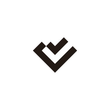 J harfi kalp, kare geometrik sembol basit logo vektörü