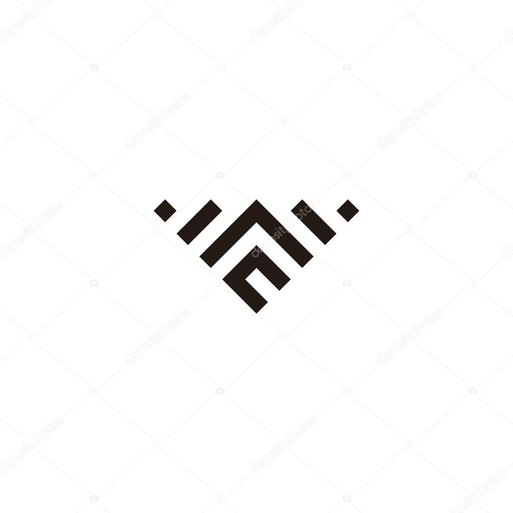 Letter n crown, squares geometric symbol simple logo vector
