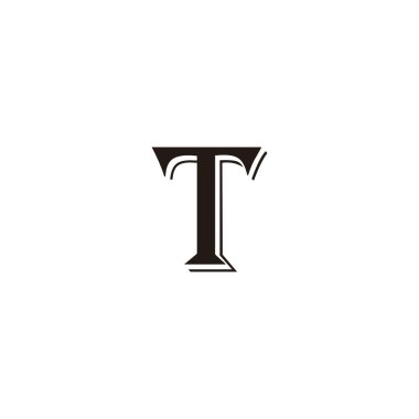 T harfi çift, zarif geometrik sembol basit logo vektörü