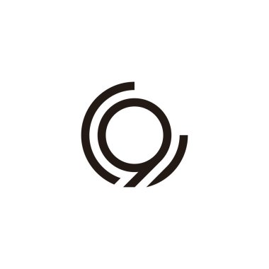 G harfi numara 9 daire geometrik sembol basit logo vektörü