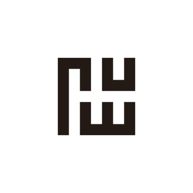 R harfi, u ve w kare geometrik sembol basit logo vektörü