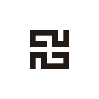 N harfi kare, eşsiz geometrik sembol basit logo vektörü