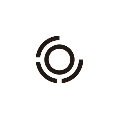 R harfi, L, J ve o dairesi geometrik sembolü basit logo vektörü