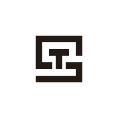 S kare geometrik semboldeki T harfi basit logo vektörü