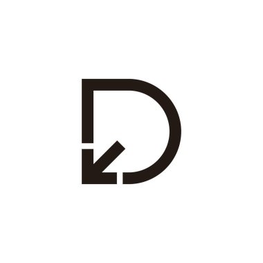 D harfi yön geometrik sembol basit logo vektörü