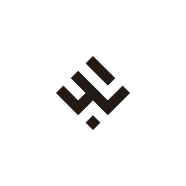 W harfi L kare, zarif geometrik sembol basit logo vektörü