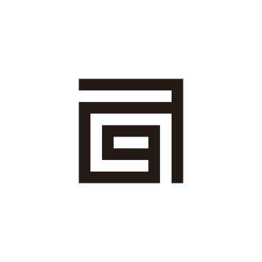 A harfi, g ve q kare geometrik sembol basit logo vektörü