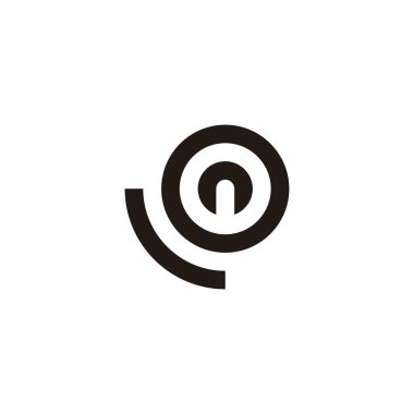 Harf L o ve n daire yuvarlak geometrik sembol basit logo vektörü