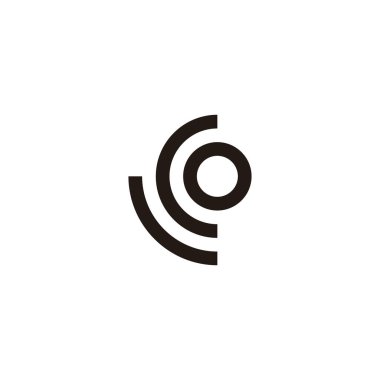 Harf L, C ve O daire yuvarlak geometrik sembol basit logo vektörü