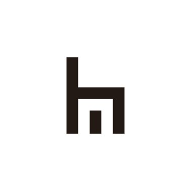Harf hn nh h kare çizgili geometrik sembol basit logo vektörü