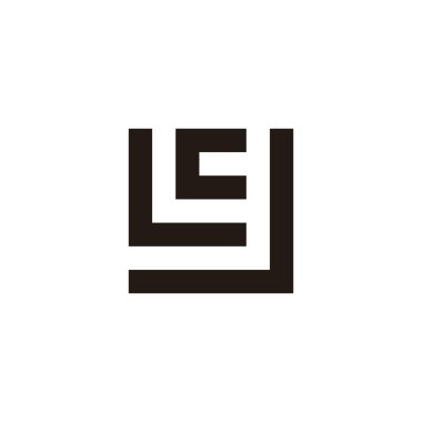 L harfi, c ve J kare geometrik sembol basit logo vektörü