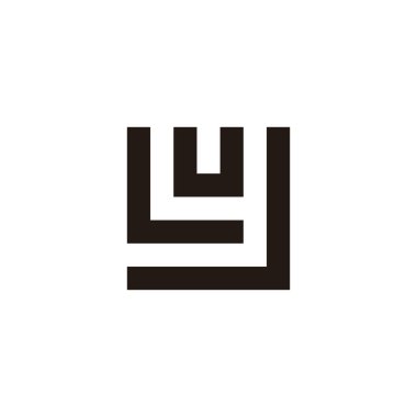 L harfi, u, y ve J kare geometrik sembol basit logo vektörü