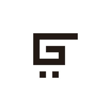 G harfi alışveriş arabası, kare geometrik sembol basit logo vektörü