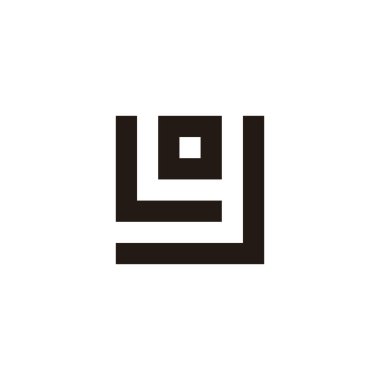 L, o, J ve y kare geometrik sembolü basit logo vektörü