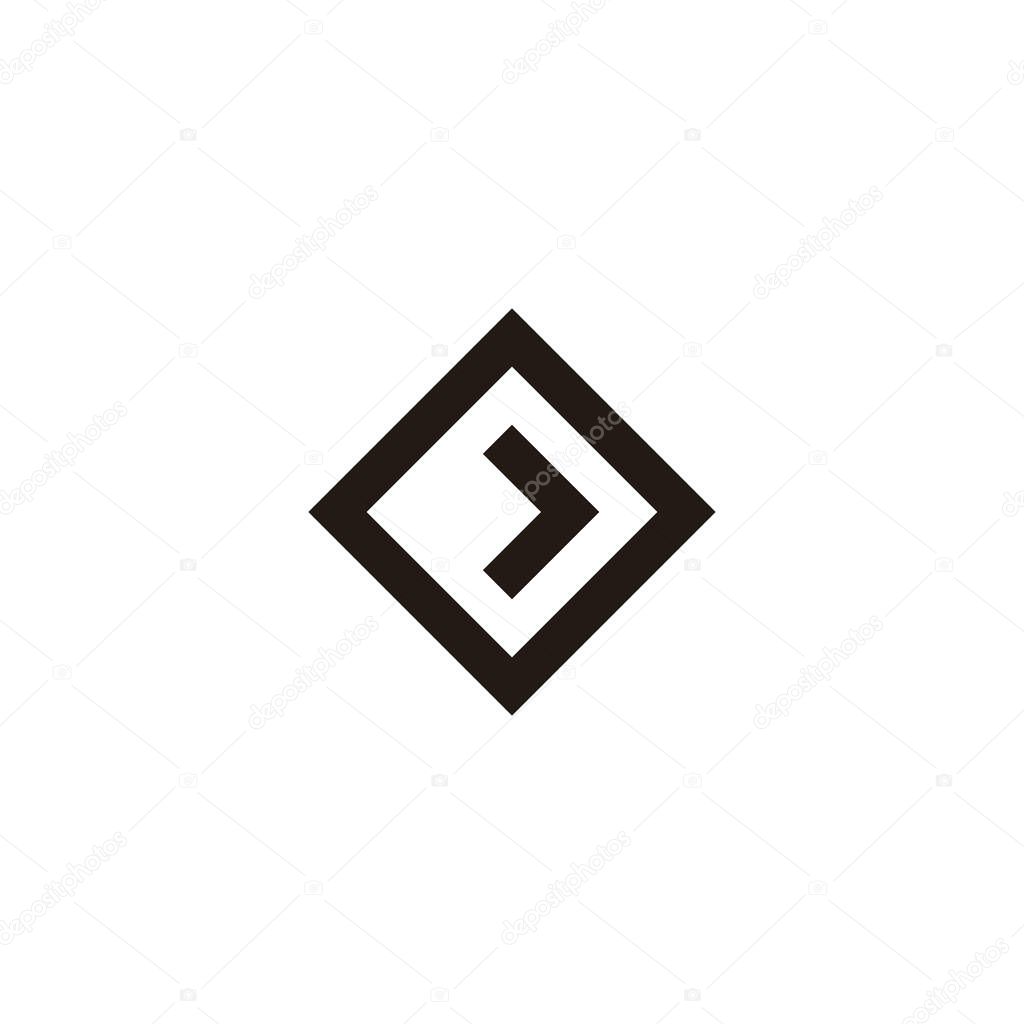 Letter O pointer, square geometric symbol simple logo vector